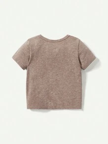 Cozy Pixies Baby Boy Plain Top And Seaside Theme Print Short Sleeve T-Shirt Set - Multicolor - View 2