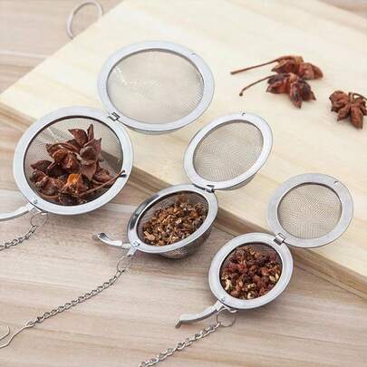 304 Stainless Steel Spice Ball For Tea Or Broth Infusion, Round Shape Flavouring Box For Kitchen