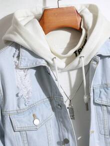 Nam Đúng mốt Mùa Xuân Giải trí Linh hoạt Áo khoác denim - Màu xanh lam - Xem 8