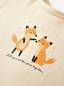 Cozy Pixies Đứa bé gái 3pcs Đồ họa Hoạt hình Áo liền quần chặt - Màu Mù tạt vàng - Xem 5