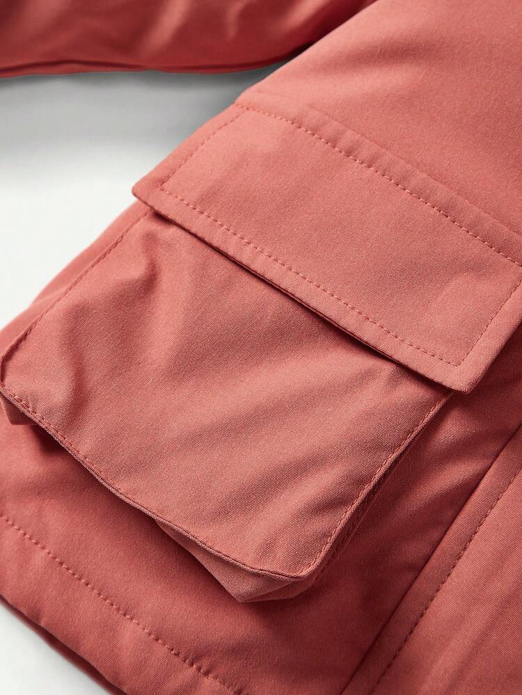 Baby Girl Fuzzy Lined Flap Pocket Coat