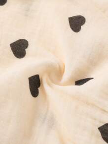 Cozy Pixies Baby Girl Heart Printed Square Neck Ruffle Trimmed Cropped Top And Casual Shorts Set Matching Set - Apricot - View 9