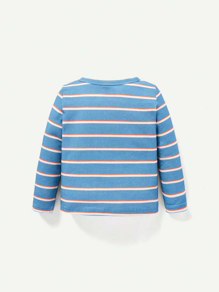 Baby Boy 2pcs Striped Print Contrast Binding Tee