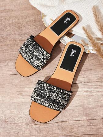 Styleloop Ladies' Flat Black Sandals