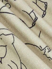 Cozy Pixies 男嬰卡通動物圖案裝飾梭織標純色工作服長褲套裝 - 卡其色 - 查看 11