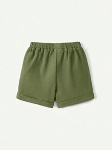 Cozy Pixies Conjunto De 2 Piezas Para Bebé Niño, Camiseta De Manga Corta Con Estampado De Dinosaurio Y Cuello Redondo Junto Con Pantalones Cortos De Un Solo Color
