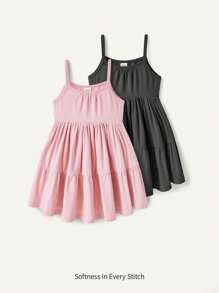 Cozy Pixies Baby Girl Casual Solid Knitted Soft Two Pieces Dress Set - Multicolor - View 1