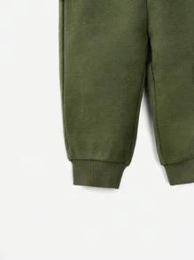 Cozy Pixies Baby Boy 3D Design Cartoon Graphic Sweatpants - Army Green - View 5