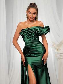 Vipgirl優雅長款女士晚禮服,高端風格 - 墨綠色 - 查看 6