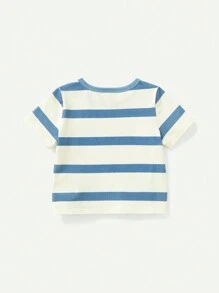 Cozy Pixies Baby Boys' Knitted Soft Color Block Round Collar T-Shirt With Regular Shoulders, 2pcs/Set - Multicolor - View 7