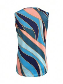 Spring Summer Striped & Printed All-Match Vacation Style Fashionable Tank Top For Outdoor Activities - Multicolor - View 2