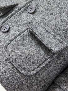 Baby Boy Button Front Thermal Lined Hooded Overcoat - Grey - View 6