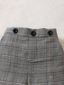 嬰兒男寶貝紳士蝴蝶結裝飾拼接2合1格子西裝上衣連肚兜短褲套裝，適用於夏季婚禮、伴郎 - 白色 - 查看 7