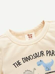 Baby Boy Snug Fit Pajamas, Cartoon Animal Patterned Long Sleeve Top And Pants, 3pcs Set - Apricot - View 12