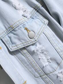 Nam Đúng mốt Mùa Xuân Giải trí Linh hoạt Áo khoác denim - Màu xanh lam - Xem 3