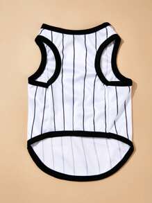 PETSIN 邁阿密條紋短袖寵物背心,黑白條紋印花