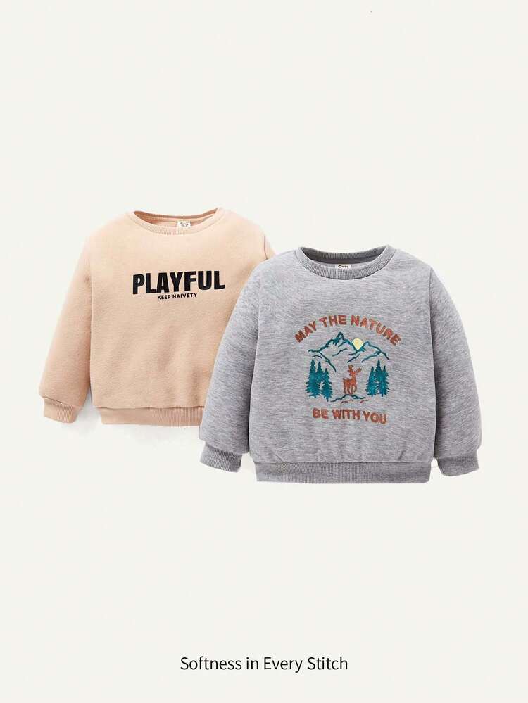 Baby Boy 2pcs Letter Graphic Pullover