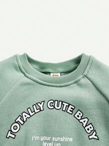 Cozy Pixies 4pcs Baby Girls' Letter Pattern Sports Style Raglan Sleeve Sweatshirt & Shorts Set Matching Set - Multicolor - View 4