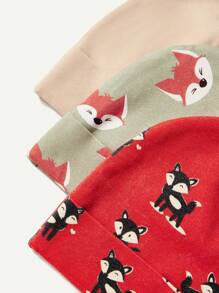 SHEIN Baby Hat Printed With Little Fox, Newborn Hat - Multicolor - View 4