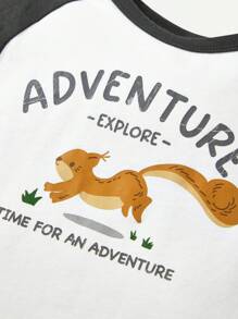 Cozy Pixies Conjunto De 3 Piezas De Jersey Con Diseño De Manga Raglán Y Sudadera De Cuello Redondo De Ajuste Regular Para Bebé Niños Con Patrón De Dibujos Animados De Animales