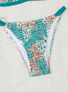 SHEIN Swim Women's Ditsy Floral Halter Bikini Set For Vacation Summer - Multicolor - View 6