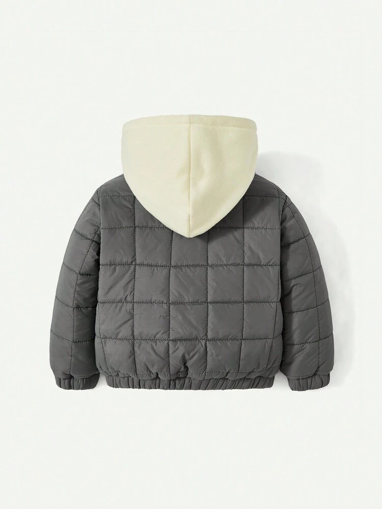 Baby Boy Colorblock Zip Up Hooded Winter Coat