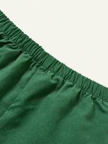 Cozy Pixies Baby Boy Letter Pattern Round Neck Short-Sleeved Top And Decorative Plaid Casual Shorts Two-Piece Suit - Green - View 5