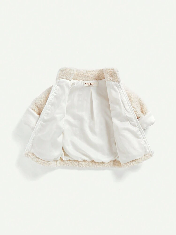 Baby Girl Zip Up Teddy Jacket With Bag