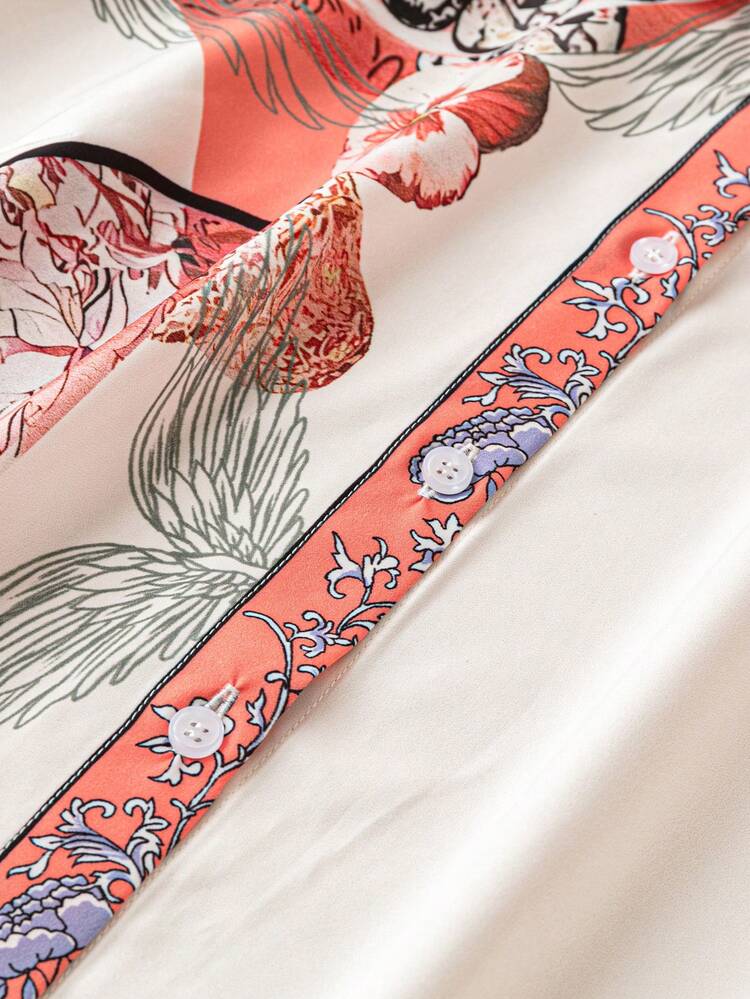 Plus Size Women's Summer Floral Print Short-Sleeve Casual Shirt