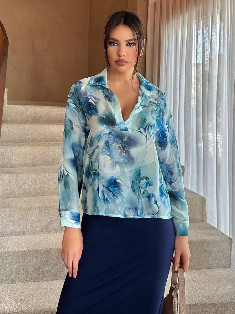 Two Pieces Women Set Featuring A Vacation Style Semi-Sheer Shirt And Skirt In Chinese Style