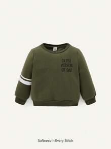 Cozy Pixies Áo nỉ in chữ cổ tròn cho bé trai (Colorblock) - màu xanh lá - Xem 1