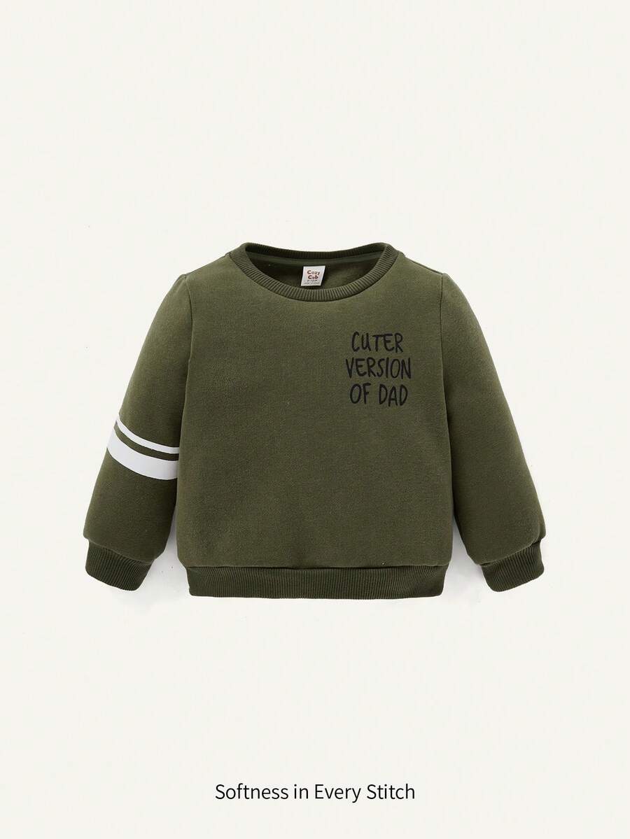 Cozy Pixies Áo nỉ in chữ cổ tròn cho bé trai (Colorblock) - màu xanh lá - Xem 1