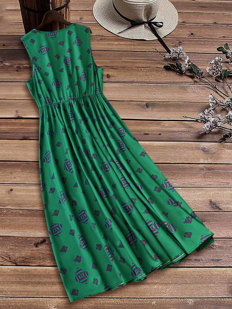 Women's Plus Size Sleeveless V-Neck Summer Dress