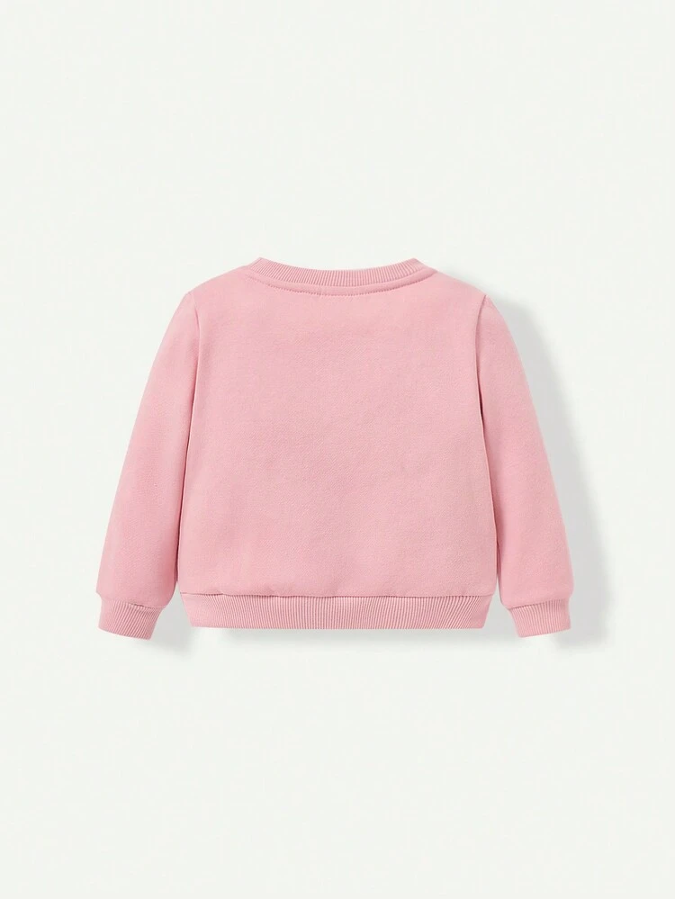 Baby Girl Unicorn & Letter Graphic Thermal Lined Sweatshirt
