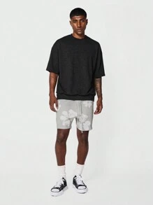 SUMWON Drop Crotch Short With All Over Print - Light Grey - View 3