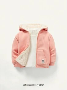 Cozy Pixies Bebé niña Cazadora con diseño de parche de letra con forro térmico con cremallera con capucha