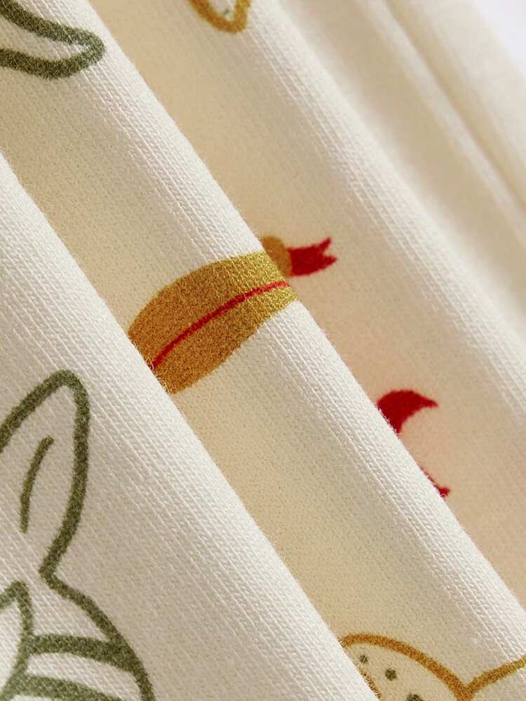 Baby Boy's Sailboat Patterned Round Neck Short Sleeve Top And Cartoon Animal Printed Shorts Two Pieces Set