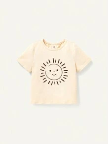 Cozy Pixies Baby Jungen Weicher Strick Cartoon Muster Rundhals Kurzarm T-shirt Set, 3 Stücke