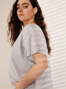 LUVLETTE Women Plus Soft Cotton Modal Round Neck Pajama Set Lounge Set For Women Lingerie - Light Grey - View 2