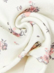 Cozy Pixies Baby Girl Floral Printed Plain Frilled Hem Long Pants Three-Piece Set - Apricot - View 10