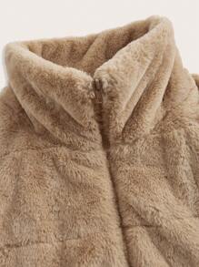 SHEIN LUNE Women's Fashionable Casual Plush Winter Vest For Warmth And Style - Camel - View 5