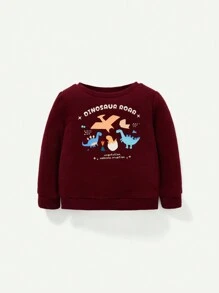 Đứa bé trai 2 Miếng In Khủng long Áo nỉ - Màu be - Xem 10