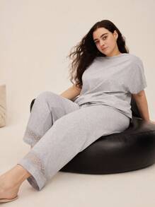 LUVLETTE Women Plus Soft Cotton Modal Round Neck Pajama Set Lounge Set For Women Lingerie - Light Grey - View 3