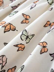 Cozy Pixies 女寶寶蝴蝶圖案圓領連衣裙,配有荷葉邊和彈性腰帶,2入組 - 紫色 - 查看 7