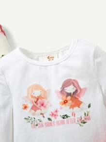 4pcs Baby Girl Snug Fit Pajama Set With  Pattern Round Neck Long Sleeve Top And Pants - Multicolor - View 8