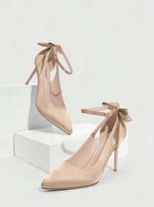 CUCCOO HITCHD Woman Shoes Fashion Bow Design Point Toe Champagne High Heels Shoes For Spring And Summer Vacation Shoes Summer