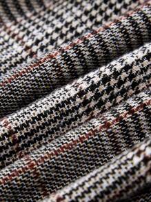 Cozy Pixies Baby Boy Glen Plaid Print Fuzzy Lined Hooded Overcoat Without Tee - Brown - View 8