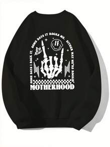 INAWLY Áo nỉ dài tay cổ tròn dáng suông đơn giản in họa tiết dành cho nữ cỡ lớn: "Có ngày tôi diện nó, có ngày nó làm tôi say đắm, dù sao thì chúng ta vẫn đang tận hưởng tuổi trẻ" - Áo nỉ mùa thu. - màu đen - Xem 3