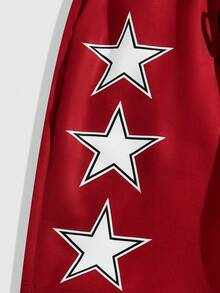 ROMWE MEN Grunge Punk Men's Simple Print Everyday Shorts - Red - View 4