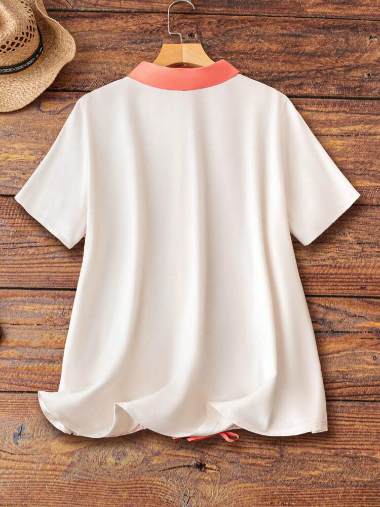 Plus Size Women's Summer Floral Print Short-Sleeve Casual Shirt